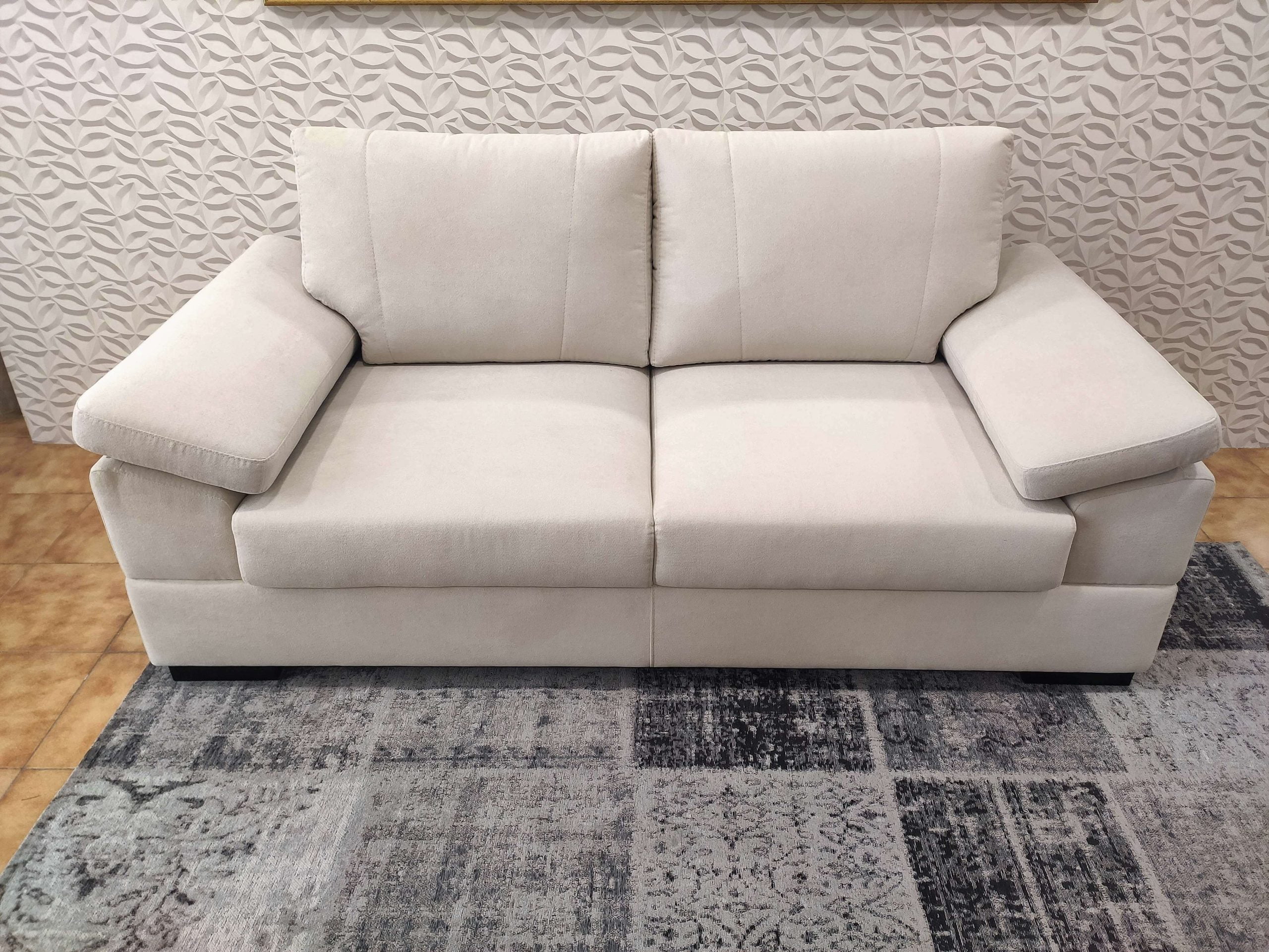 Sofa de 2 Lugares Tecido Branco Lisboa 2 scaled