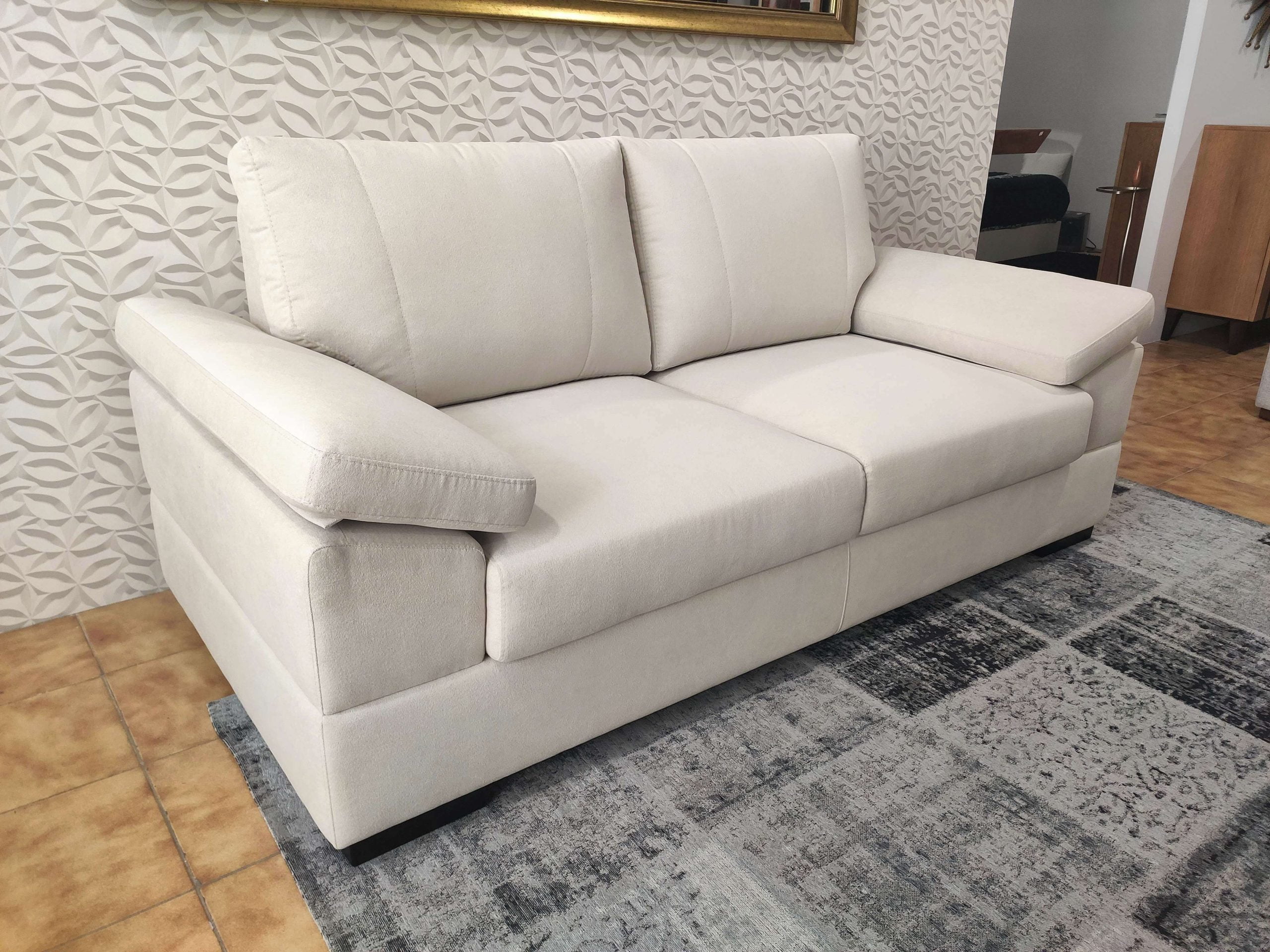 Sofa de 2 Lugares Tecido Branco Lisboa 4 scaled