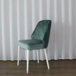 DIVA Cadeira veludo azul turquesa e pes em madeira lacada a branco M02 92826 2