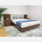 Conjunto Cama de Casal Painel Ripado com Mesas de Cabeceira Andrew Lateral