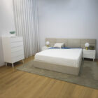 Diva Pack Quarto de Casal com Cama de Painel Estofada Mesas e Camiseio Branco Moveis por Medida Mobiliaro de Quarto Crispalmovel 1