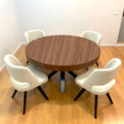 Mesa de Jantar Redonda Extensível Cristal Diamante Mesa de Jantar Redonda Extensível Cristal Diamante