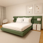 Cama de Casal de Painel Diva Tecido Verde