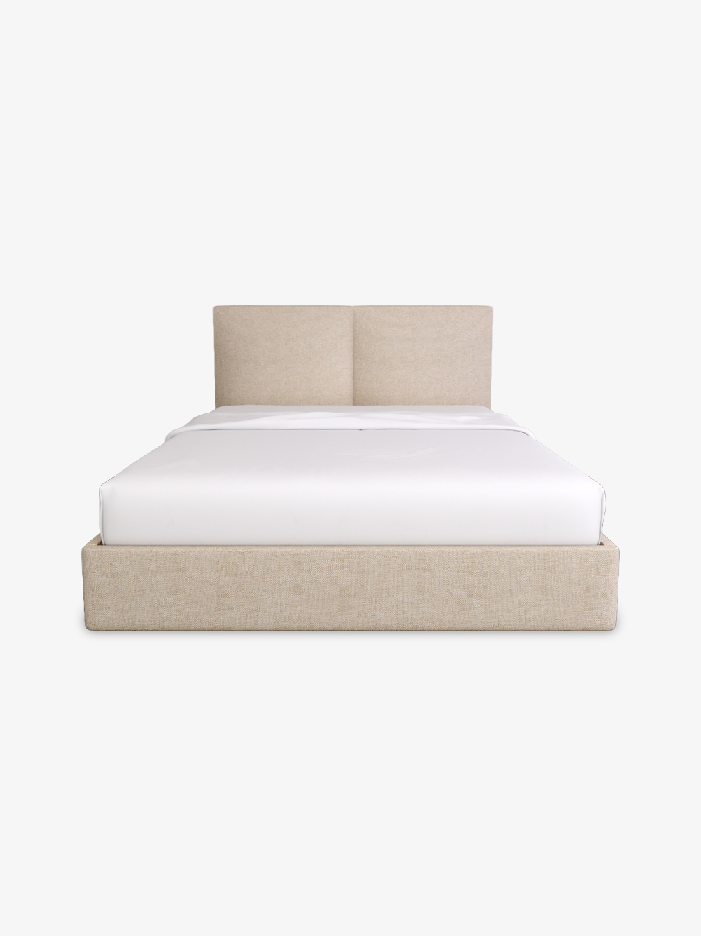 Cama-de-Casal-Twix-Estofada-Bege-Claro-Base-Fechada-Minimalista-Vista-Frente-Camas-e-Quartos-Por-Medida-Crispalmovel Cama de Casal Twix Estofada Bege Claro Base Fechada Minimalista Vista Frente Camas e Quartos Por Medida Crispalmovel