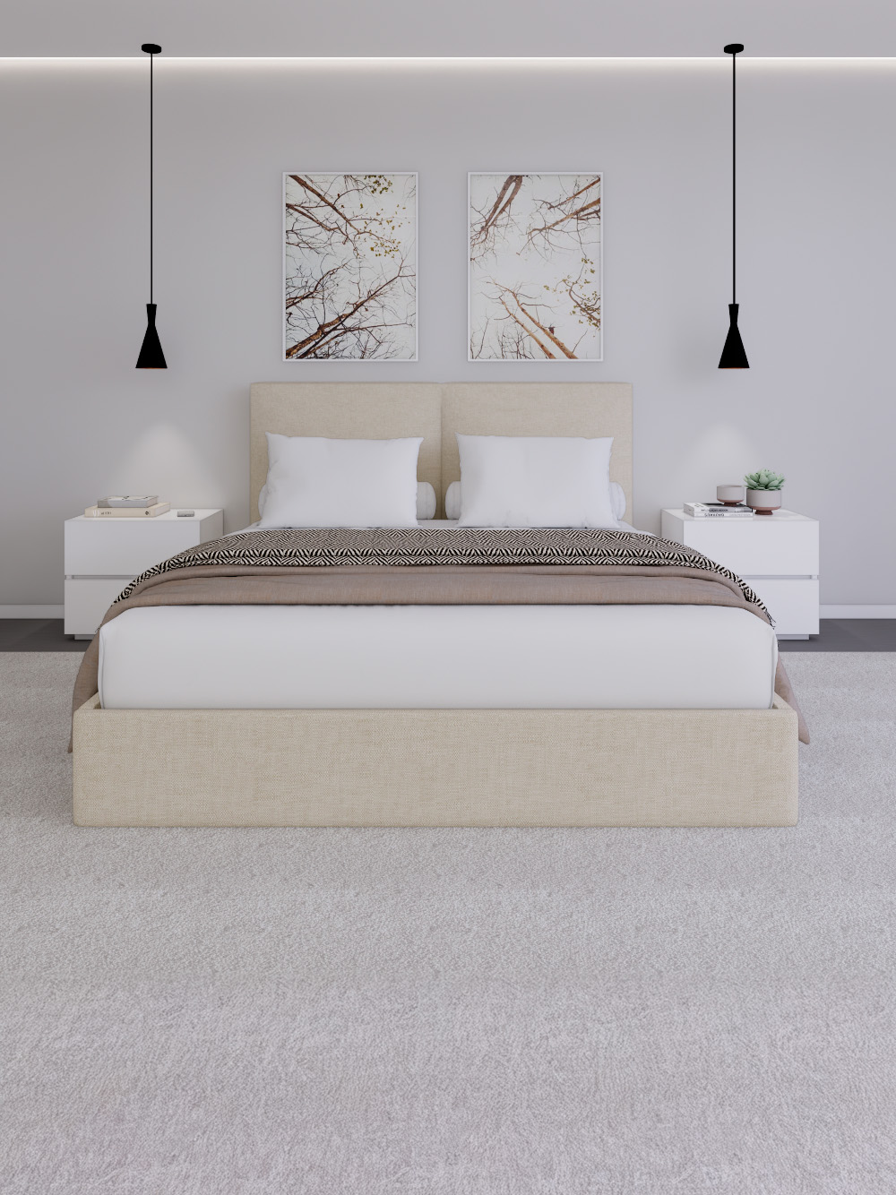 Conjunto de Cama e Mesas de Cabeceira Twix Conjunto de Cama e Mesas de Cabeceira Twix