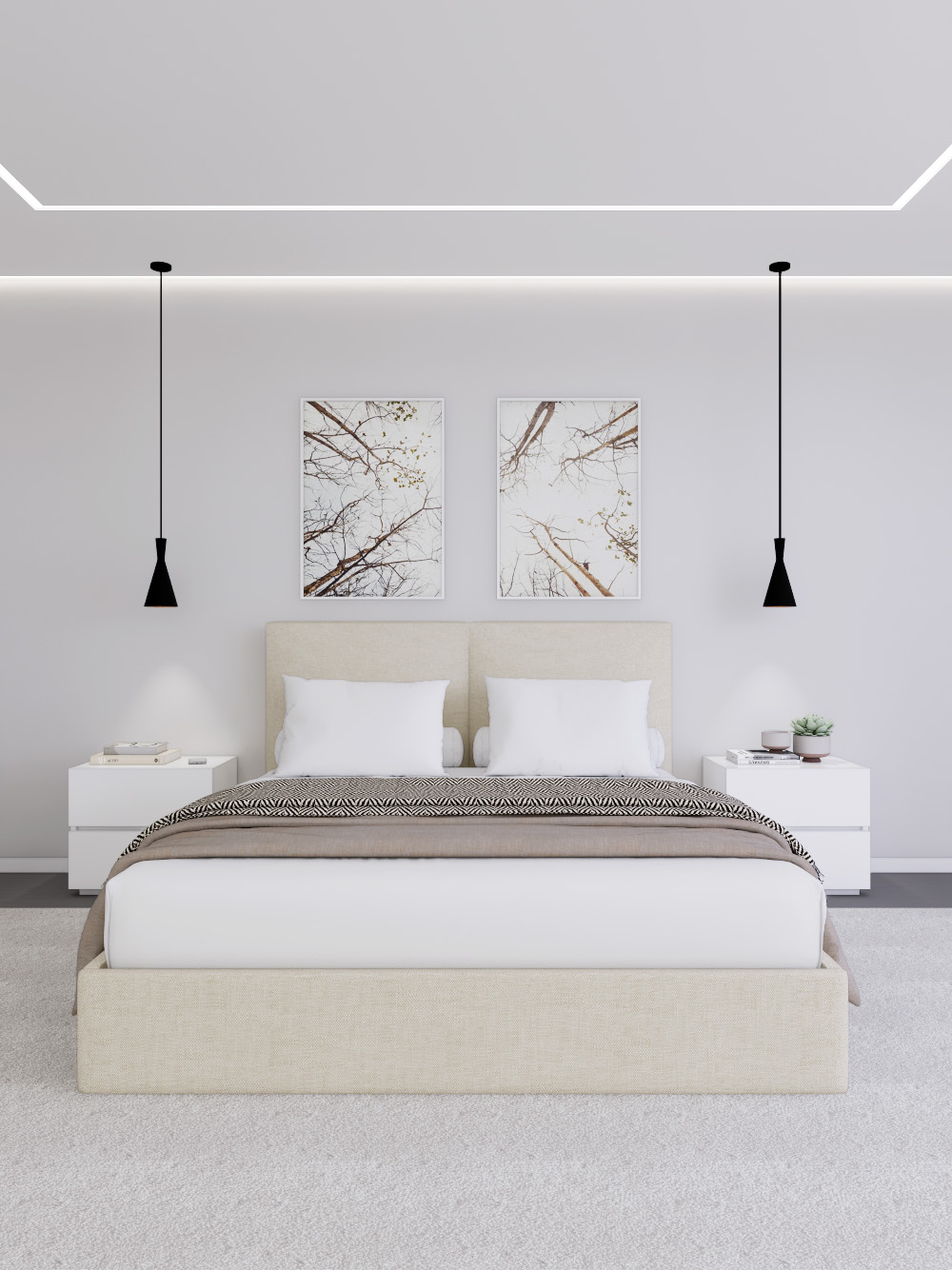 Conjunto de Cama e Mesas de Cabeceira Twix