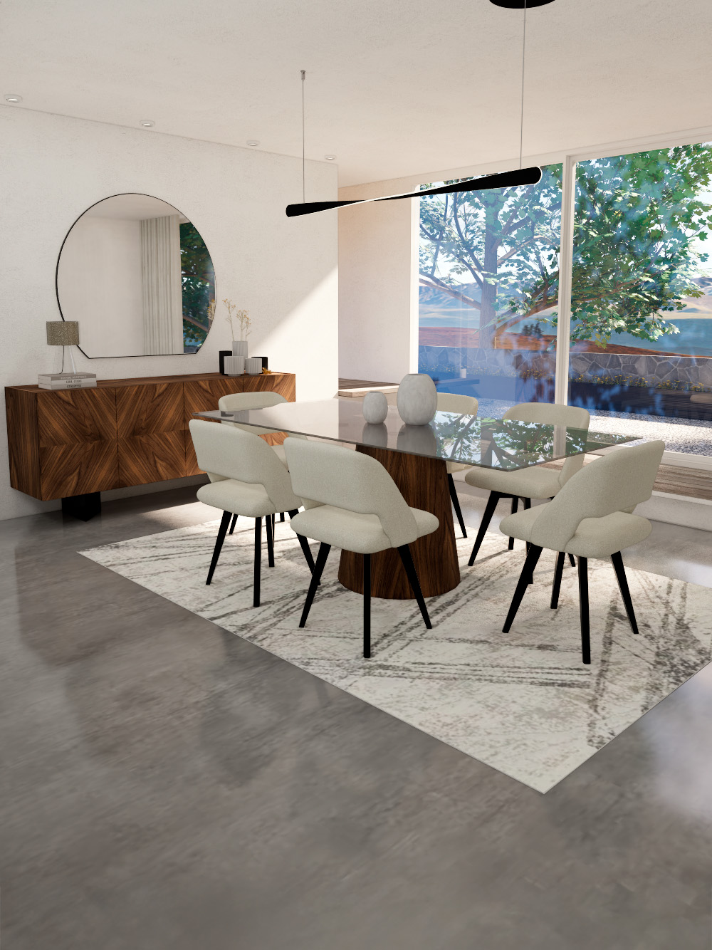 Mesa de Jantar Retangular de Vidro Duque