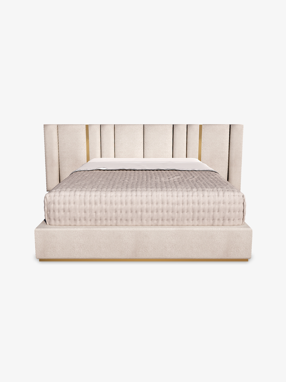 Cama de Casal de Painel Luzia Inox Dourado