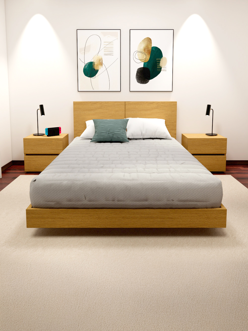 Conjunto de Cama e Mesas de Cabeceira Camel