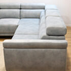 Sofa de Canto Husky Tecido Cinzento Pes Inox Vista Costas Assento por Medida Crispalmovel