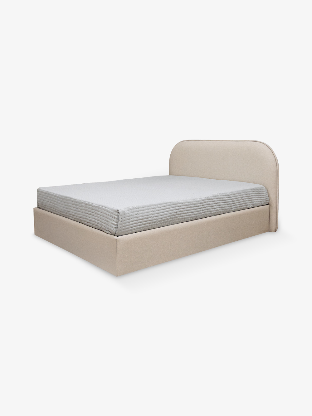 Cama de Casal Freida Estofada Tecido Bege