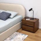 Cama de Casal Freida Estofada Tecido Bege