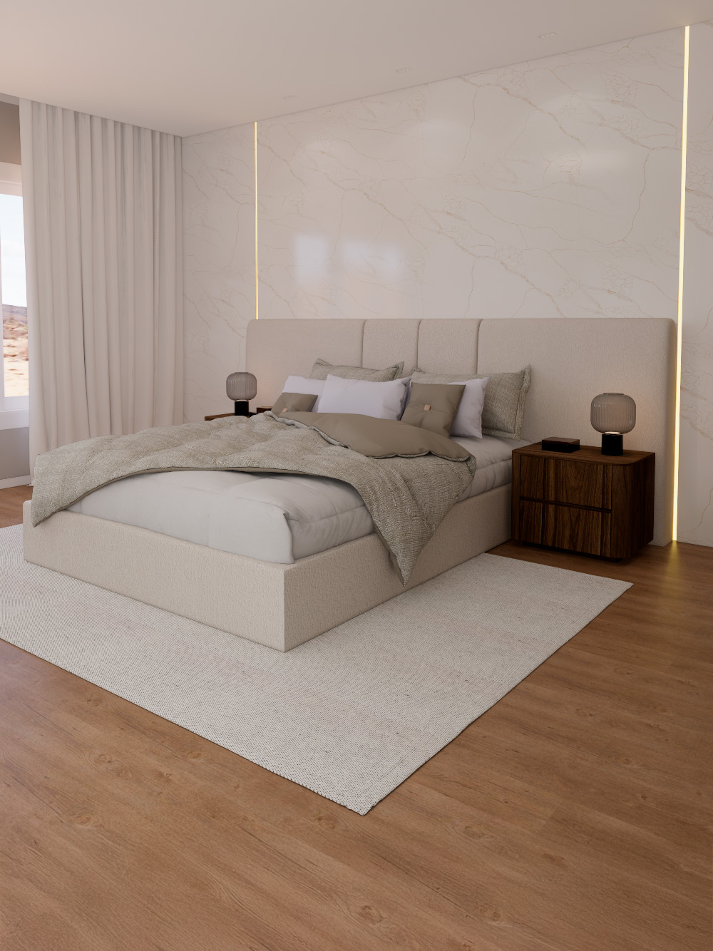 Cama de Casal de Painel Valentina