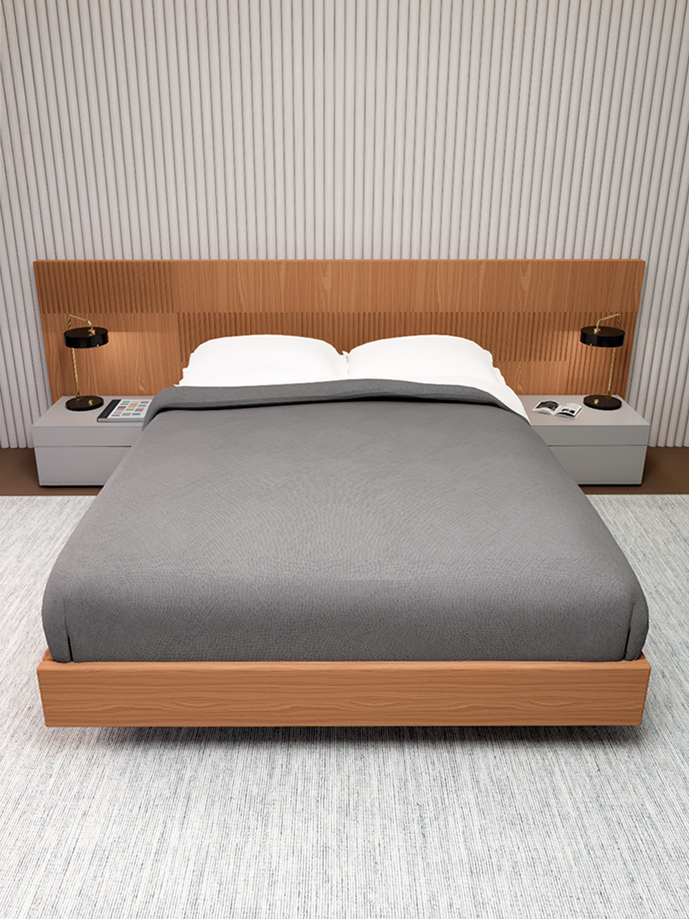 Conjunto de Cama e Mesas de Cabeceira Carvi