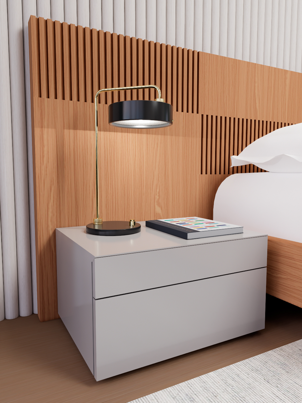 Conjunto de Cama e Mesas de Cabeceira Carvi