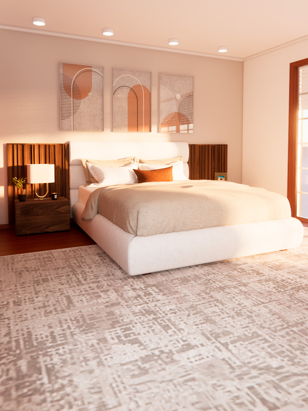Conjunto de Cama e Mesas de Cabeceira Florence