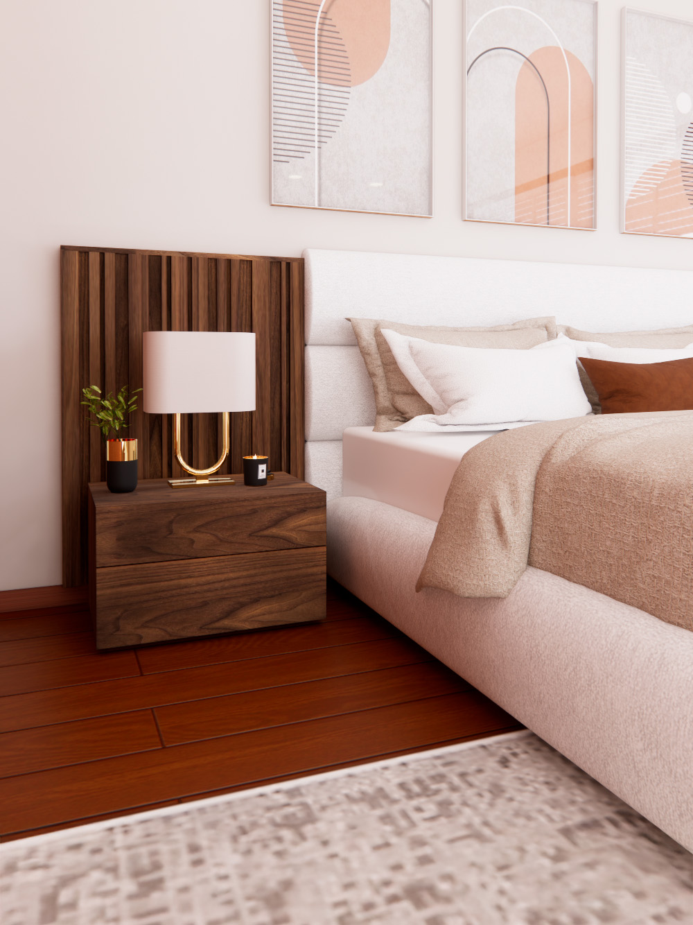 Conjunto de Cama e Mesas de Cabeceira Florence