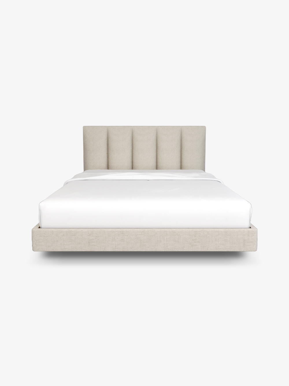 Cama-de-Casal-Elora-Tecido-Bege-Claro-Base-Suspensa-Vista-Frente-Camas-e-Quartos-Por-Medida-Crispalmovel Cama de Casal Elora Tecido Bege Claro Base Suspensa Vista Frente Camas e Quartos Por Medida Crispalmovel