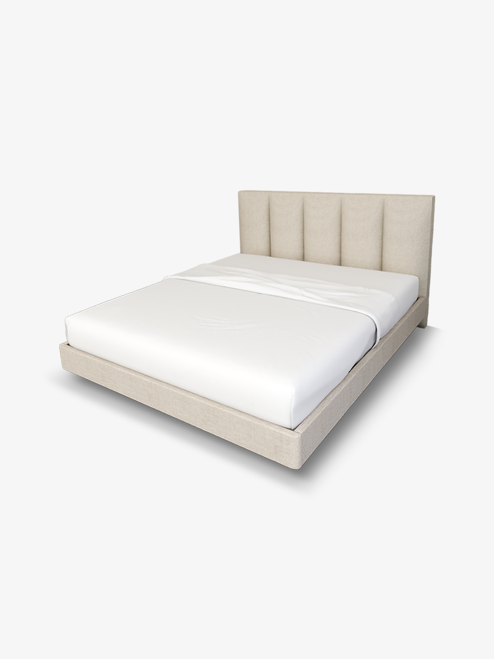 Cama-de-Casal-Elora-Tecido-Bege-Claro-Base-Suspensa-Vista-Lado-Camas-e-Quartos-Por-Medida-Crispalmovel Cama de Casal Elora Tecido Bege Claro Base Suspensa Vista Lado Camas e Quartos Por Medida Crispalmovel