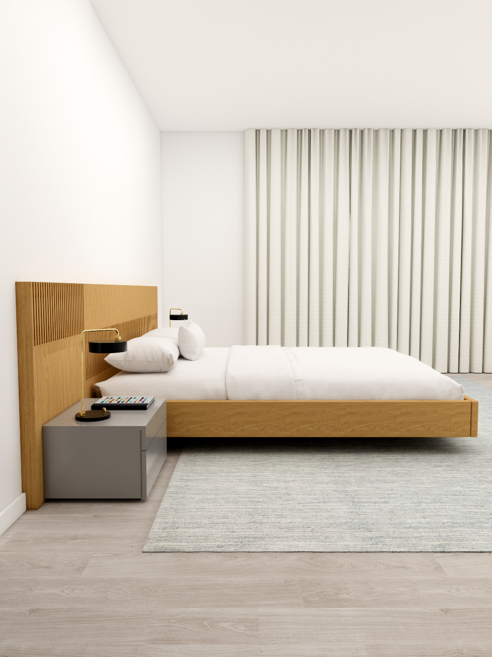 Conjunto de Cama e Mesas de Cabeceira Carvi