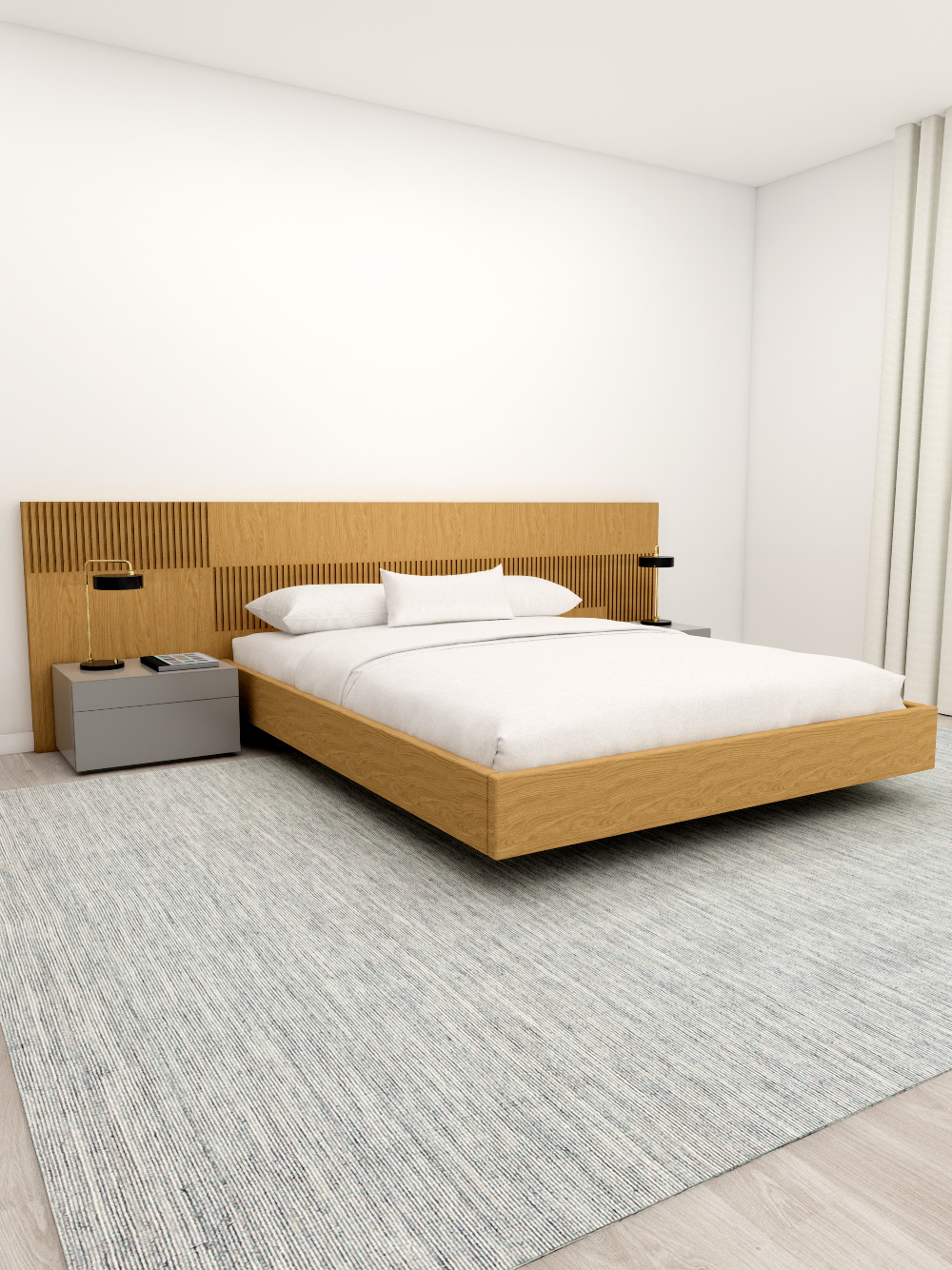 Conjunto de Cama e Mesas de Cabeceira Carvi